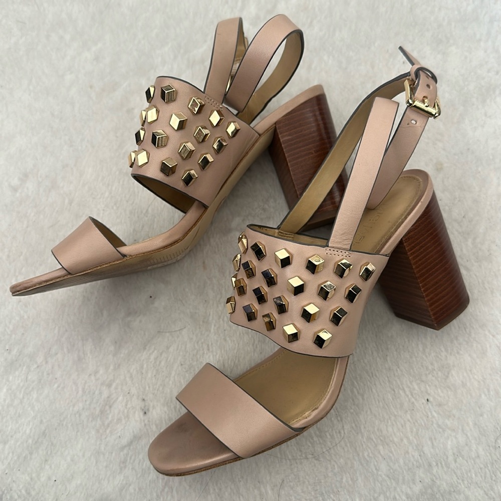 Light Pink Michael Kors Studded Block Heel